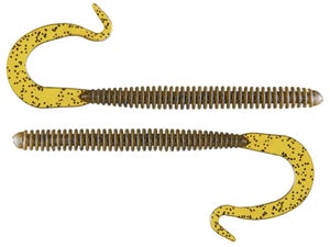 Esche Soft Bait Lake Fork Tackle – Worm Costolato Coda A Nastro – Aglio E Sale – 8 E 10 Pollici