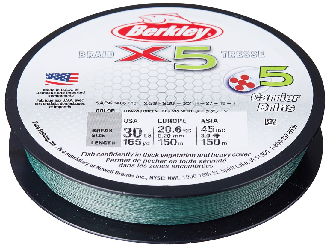Tresse Berkley X5 Braid Low-Vis Green/Verte 150m