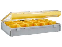 13 Clear and Yellow Pro Latch Stowaway Storage Utility Box with Adjustable Dividers at christmas.com