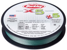 Berkley X5 Braided Line Lo-Vis Green