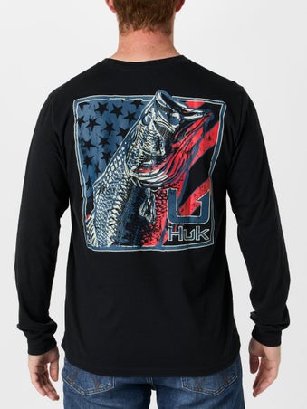 Huk Freshwater Icon Long Sleeve Pocket Shirt Black 