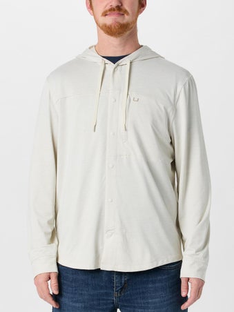 Huk Watershed Hooded Long Sleeve Shirt Silver Birch