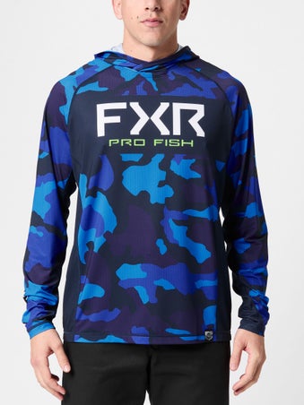 FXR Derby Camo Air UPF Hoodie Blue Camo/Lime