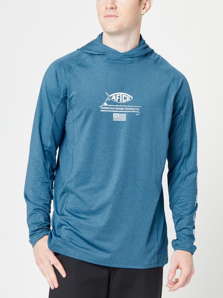 AFTCO Barracuda Geo Cool Hooded L/S Performance Shirt - M - Silver