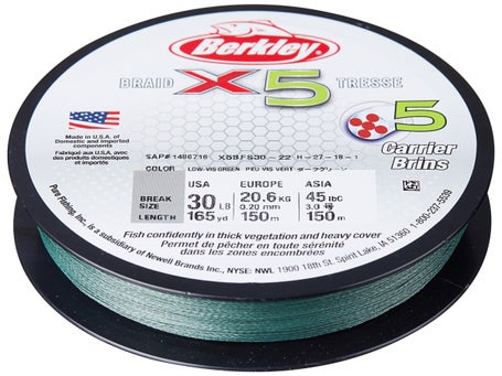 Berkley x5 Braid Superline, Low-Vis Green, 10-Pound Fishing Line 