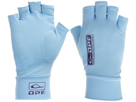 Drake Waterfowl DPF Performance Fingerless Fishing Gloves in Light Blue | Polyester/Silicone