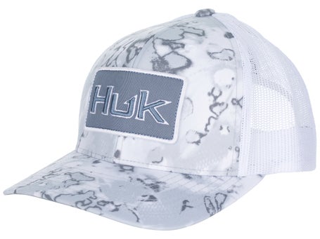 Huk Performance Fishing Hat Mesh Snapback Trucker Gray White Logo Adjustable
