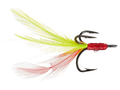 Fish Hammer Feathered Treble Hook Chartreuse/Red 4