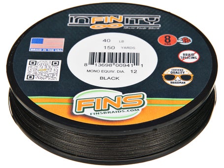 FINS Infinity Braided Fishing Line 10lb 4000yds Black 