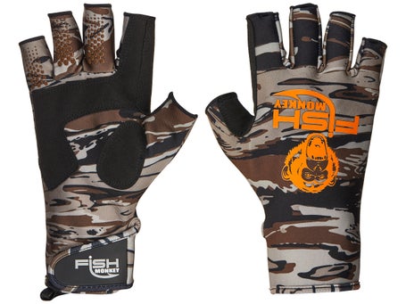 Fish Monkey Half Finger Guide Glove - Grey Water Camo XL