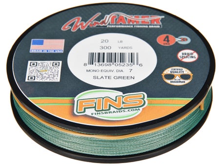 Fins Spectra 150-Yards Windtamer Fishing Line, Slate Green, 30-Pound