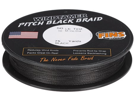 Fins Windtamer Pitch Black Braid, Size: 150 Yards