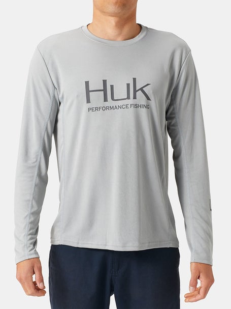 Huk Mens Icon Crew LS Fishing Shirt - IWt - XX-Large - TackleDirect