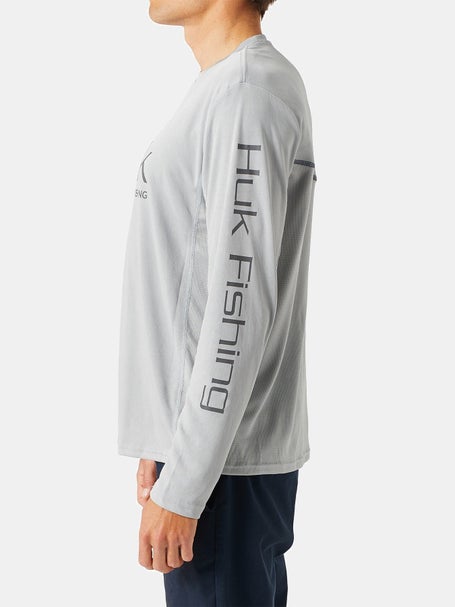 Huk Fishing Men's Icon Long Sleeve Shirt, Grey, Extra Large -  H1200138-020-XL
