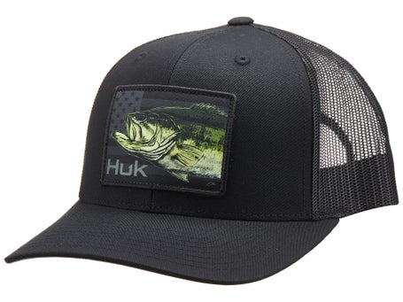Huk Performance Fishing Hat Mesh Snapback Trucker Black Gray Logo
