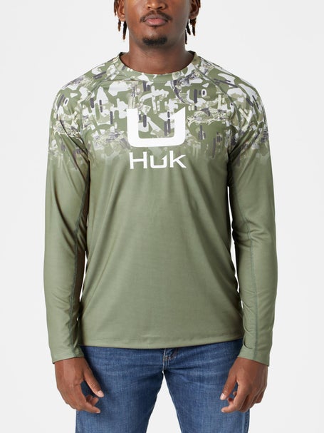 Huk Men's Icon Crew Neck Long Sleeve T-Shirt, Large, Sunburn