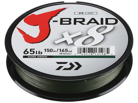  Daiwa, J-Braid x8 Grand Braided Line, 150Yards, 10 lbs Tested.  .006 Diameter, Dark Green : Sports & Outdoors