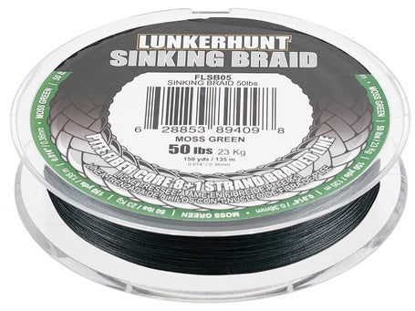 Lunkerhunt Sinking Braided Fishing Line, Green Moss