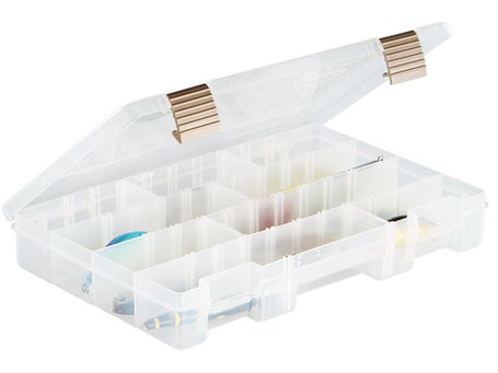 13 Clear and Yellow Pro Latch Stowaway Storage Utility Box with Adjustable Dividers at christmas.com