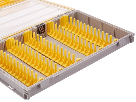 Plano Micro-magnum 3214 pocket tackle box full of ice fishing jigs