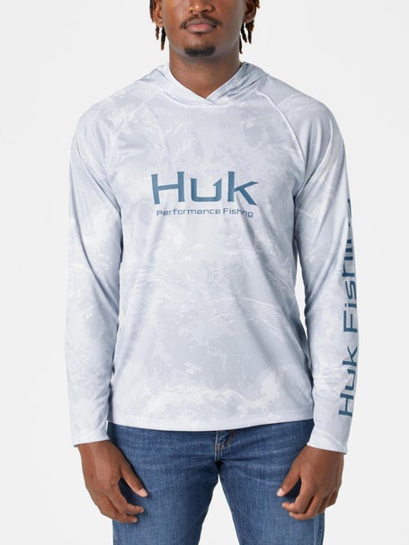 HUK Mens Medium Hoodie Sweatshirt Performance Fishing Mossy Oak Elements  Hydro