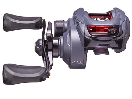 Quantum Invade Baitcast Fishing Reel, DynaMag Cast Control, 5 Bearings (4 +  Continuous Anti-Reverse Clutch), and Zero Friction Pinion Design, Gray/Red