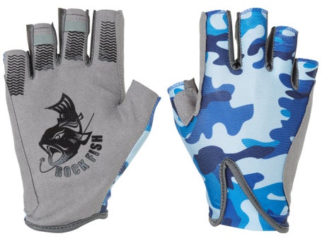 ROCK FISH™ Fish Baiter Pro™ Medium Fingerless Gloves Blue Camo