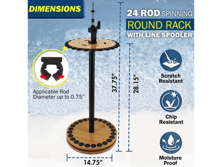 Rush Creek 24 Rod Spinning Rack with Line Spooler