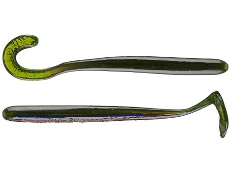 Here's to you green split tail worm with white jig head. This