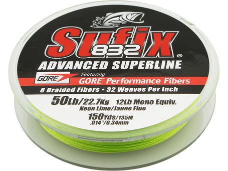 Sufix 832 Superline Braid Neon Lime 50lb X 3500yds, SUFIX BRAID