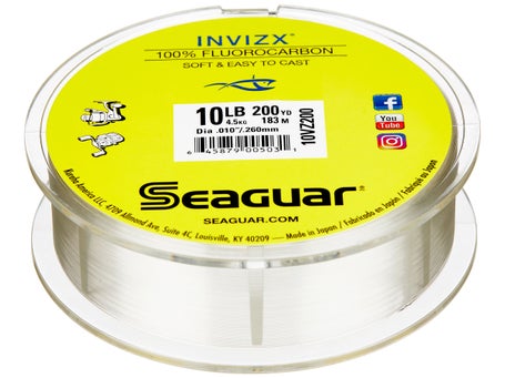 SEAGUAR INVIZX 100% Fluorocarbon Line 12lb/200yd 12 VZ 200 FREE