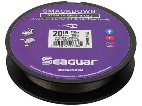 Seaguar Smackdown Stealth Gray Braid 15lb, 150 Yard Spool