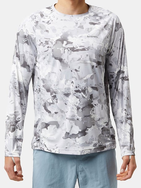 Simms SolarFlex Crewneck Shirt - Print - Woodland Camo Sandbar