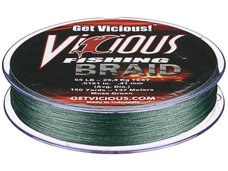 Vicious Fishing Braid, Moss Green, 65lb Test, 150 Yards