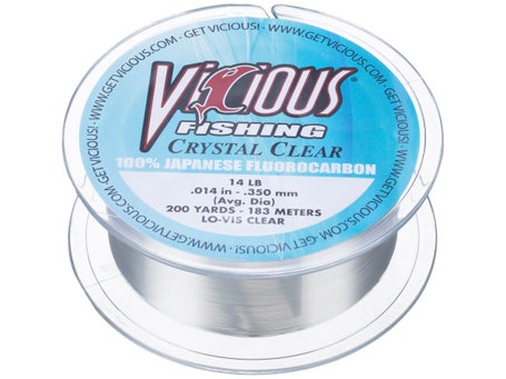 Vicious Fishing Crystal Clear 100% Japanese Fluorocarbon Fishing Line - 500 Yards - 20 lb.