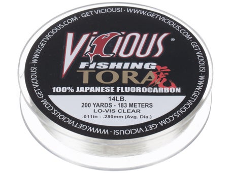 Vicious TFLO11 TORA Fluorocarbon Fishing Line, 200 Yards - Clear