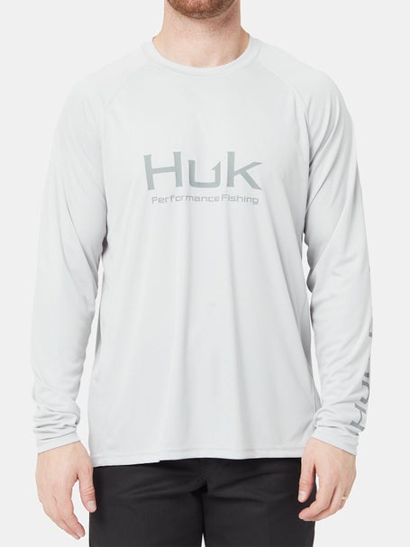 Huk Fin America Fade Pursuit Long Sleeve Shirt Crystal Blue XL