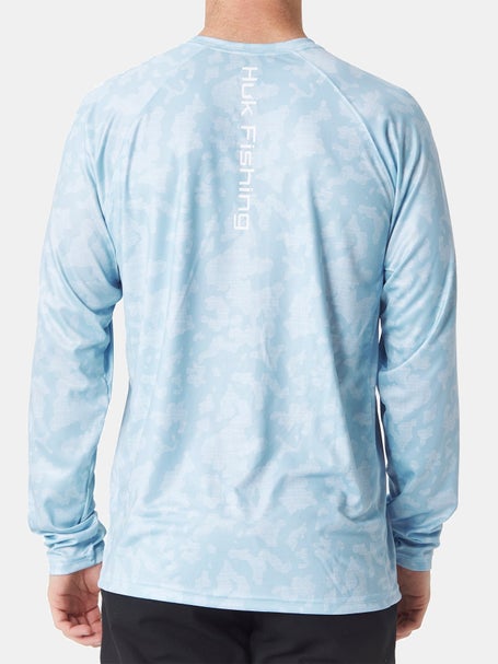 Huk Men's Standard Pursuit Camo Vented Long Sleeve 30 UPF Fishing Shirt, Running Lakes-Blue Fog
