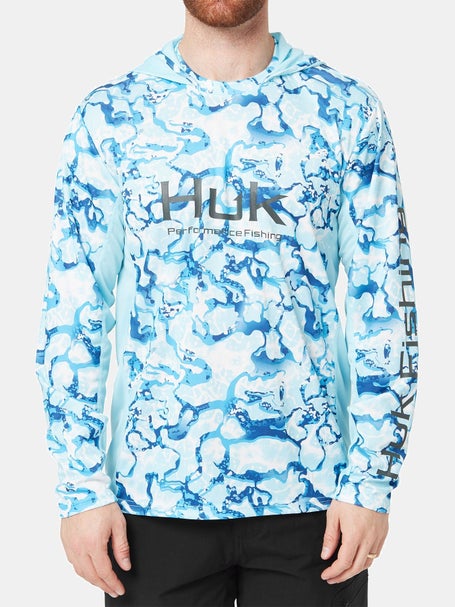 Huk Men's Icon x Inside Reef Long Sleeve Hoodie, XXL, Azure Blue