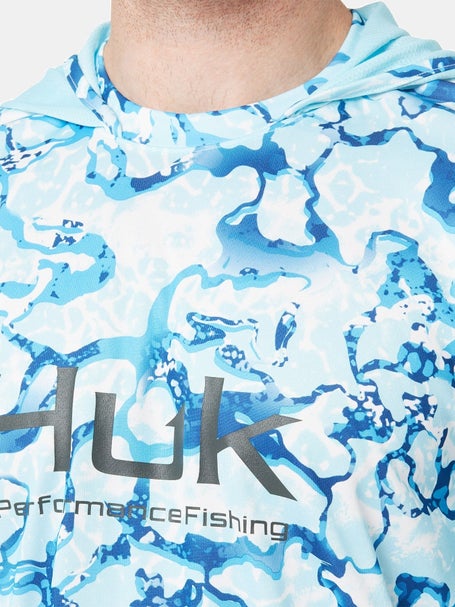 Huk Men's Icon x Inside Reef Long Sleeve Hoodie, XL, Azure Blue