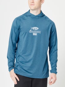 AFTCO Barracuda Geo Cool Hooded L/S Performance Shirt - M - Silver Heather  at  Men's Clothing store
