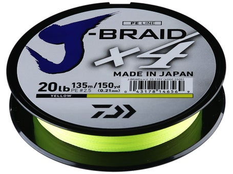 Daiwa J-Braid X4 300 Yard Spool Fluorescent Yellow / 40lb