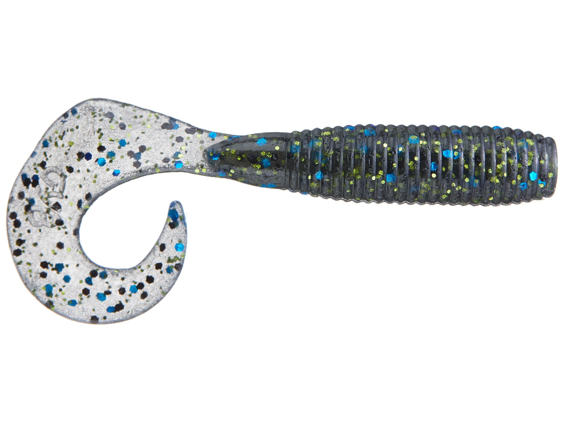 Leurre Souple Yamamoto Single Tail Grub 5″ – 20 Pack, Chartreuse à Gros Paillettes Noires, Pêche Eau Douce