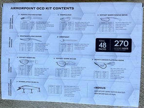 The various hook styles shown on a diagram on the back of the packaging