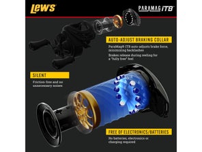 Graphic showing the features and performance of the Lew's ParaMag ITB braking system.