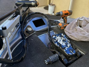 Image of the front deck of Legend Bass boat with faceplate removed ready for installation of New Lowrance Eagle Eye 9 Live Fishfinder