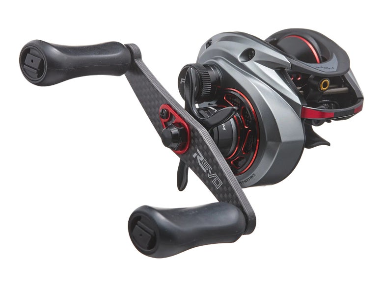 An Abu Garcia Revo Premier LP Casting Reel shown against white space