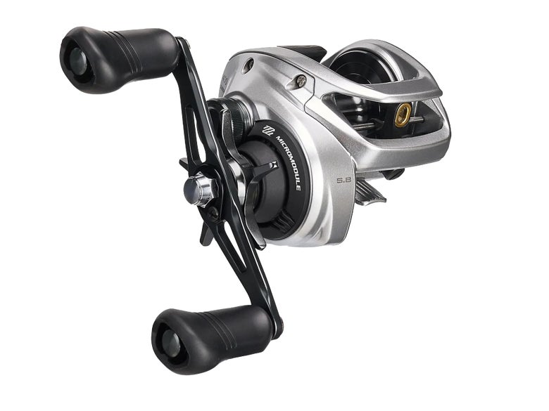 A Shimano Tranx 400B Casting Reel shown against white space