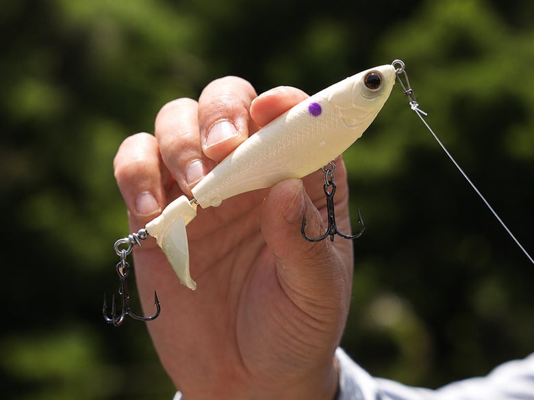 6th sense scramble topwater propbait in hand