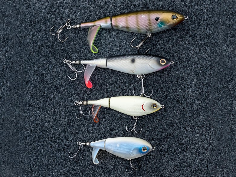 Assortment of Whopper Ploppers on boat deck